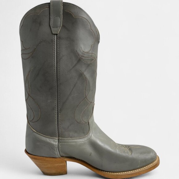 Acme Vintage Gray Leather Western Cowboy Work Boots Men's 12 - Picture 6 of 13